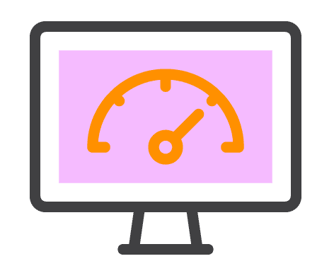Screen showing a performance gauge