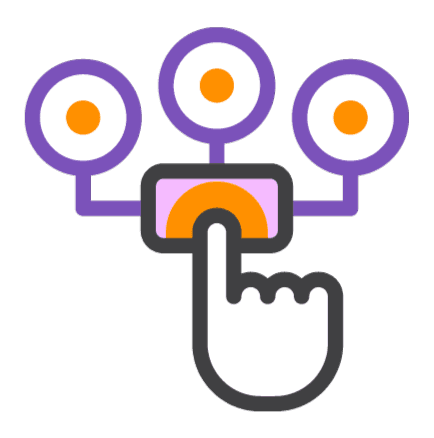 Hand pressing a button wired to three triggers