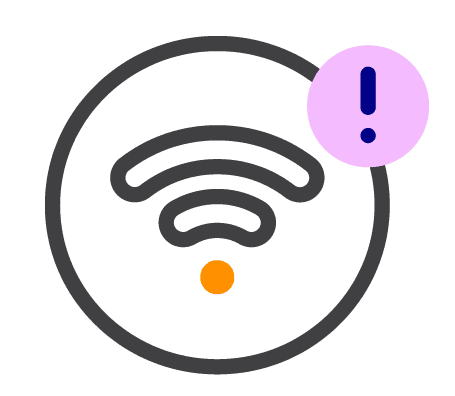 Signal wifi accompagné d'une alerte