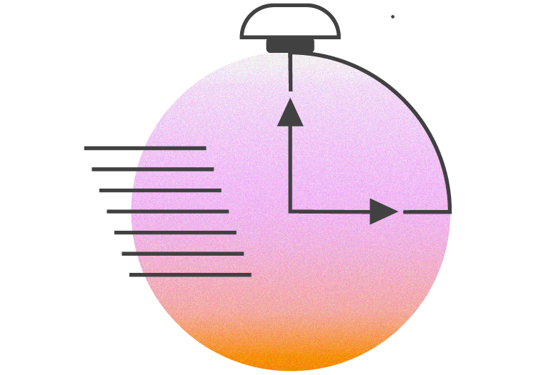 Chronomètre entouré de lignes de vitesse