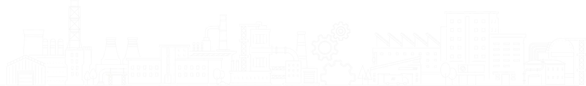 Frise d'usines, cheminées et engrenages