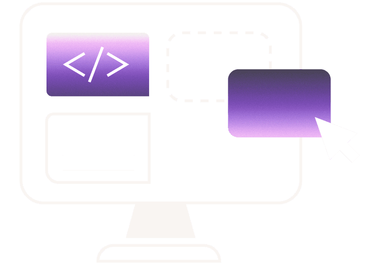 Logiciels sur mesure : bloc glissé à la souris à côté d'un bloc de code