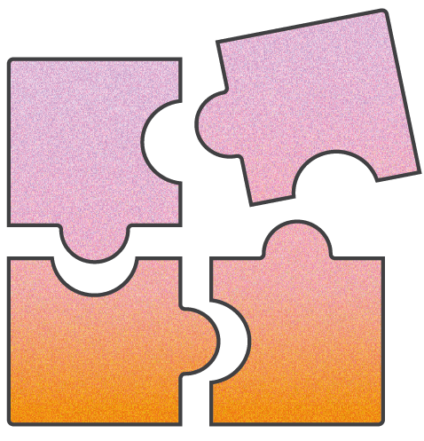 Quatre pièces de puzzle qui s'assemblent