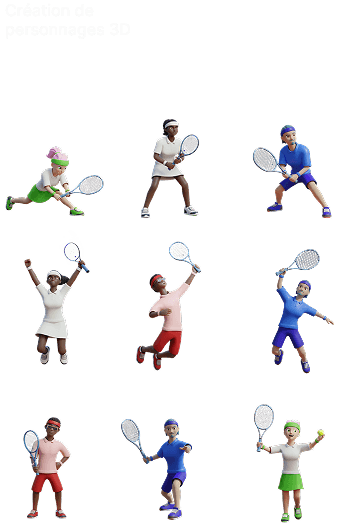 3D tennis player characters created for Devlup