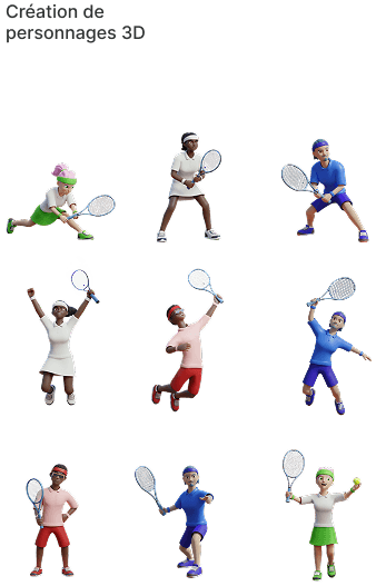 3D tennis player characters created for Devlup